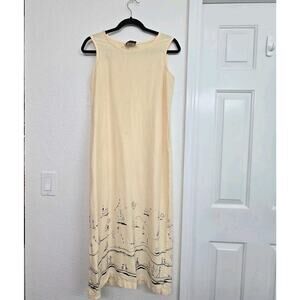 Dressing Clio Petites Women's 1990's Vintage Yellow Print Maxi Dress Size M Slit